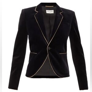 Saint Laurent 2019 collection black velvet blazer metallic trim